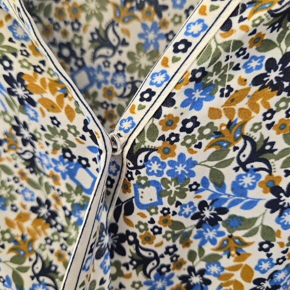 Max Studio Floral Faux Wrap Bodice Smocked Blouse Size Small - Picture 6 of 7